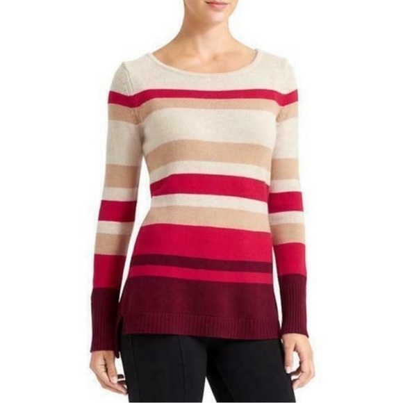Athleta Cashmere Lodge Sweater Chianti Stripe XS - Picture 1 of 12